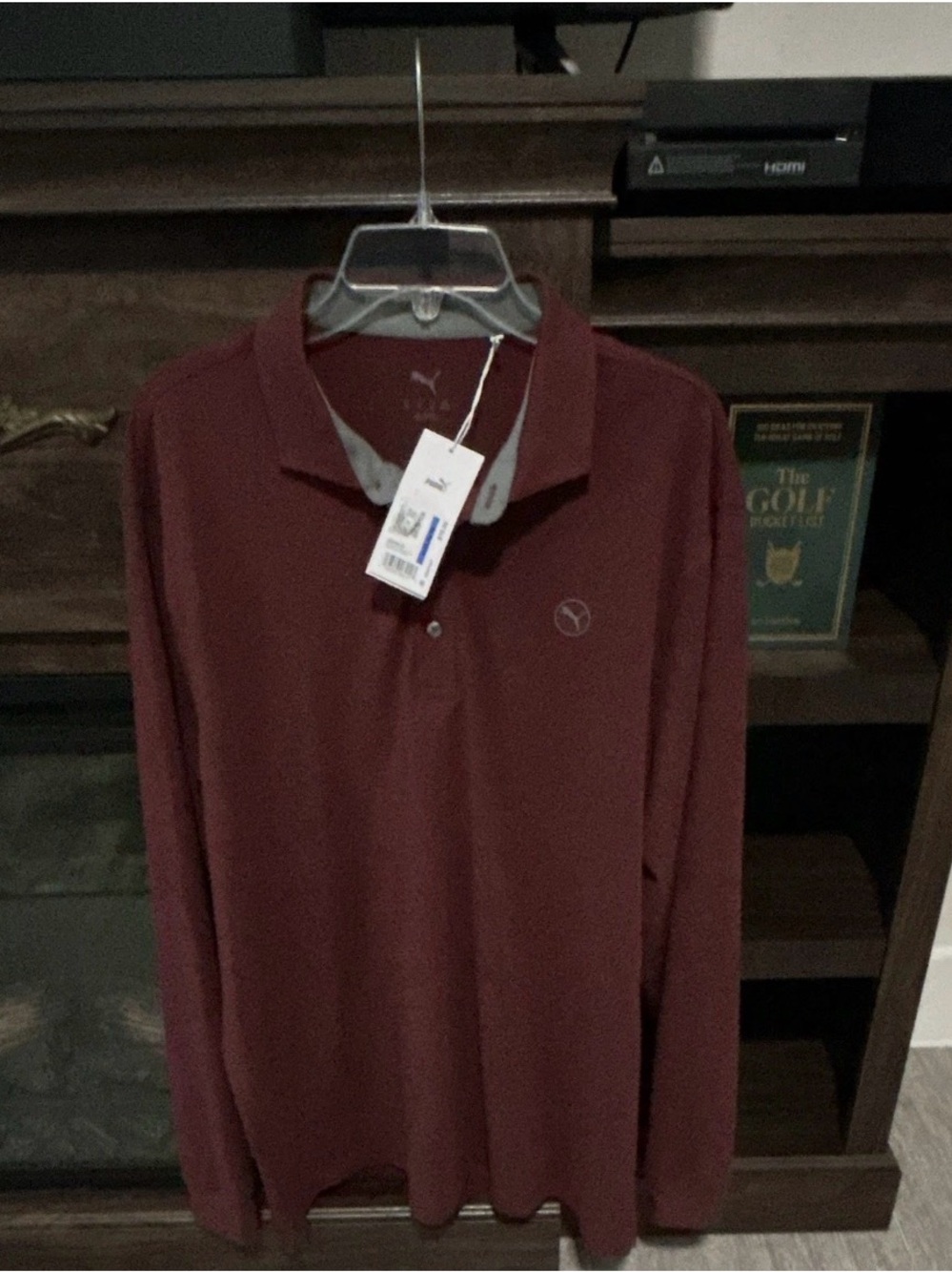 PUMA Golf Cloudspun LS Polo Shirt Mens XL Ruby Shimmer NWT